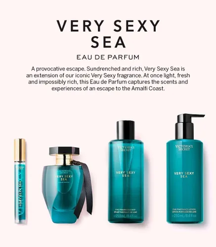 Vista 3 de Victoria's Secret Loción de Fragancia Very Sexy Sea, Notas de Bergamota Italiana, Flor de Neroli y Cedro Bañado por el Sol, (238 ml)