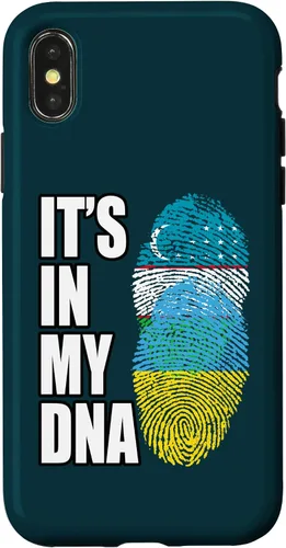 Vista 4 de Funda con bandera de ADN para iPhone 14 Uzbek And Ukrainian Mix Heritage