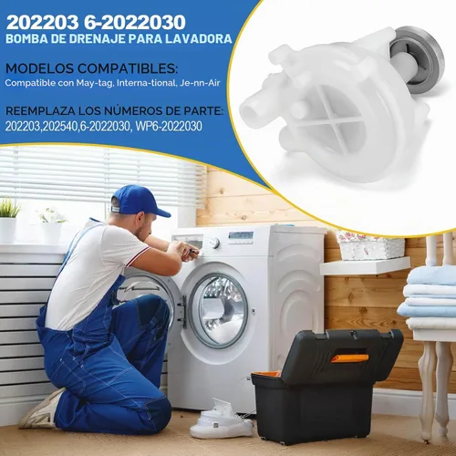 Vista 3 de Lucky Seven 202203 Bomba de drenaje para lavadora Maytag, sustituye a 202203, 202540, 6-2022030, WP6-2022030