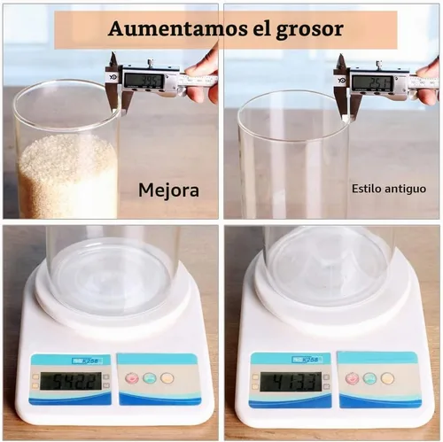 Vista 2 de Recipientes de almacenamiento de arroz de vidrio, tarros de comida de cocina de 60 onzas líquidas con tapa hermética, recipiente transparente