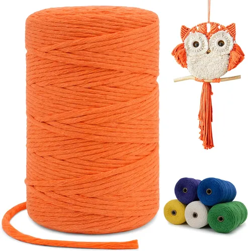 Vista 61 de Cuerda de macramé de una sola hebra de 0.197 in x 110 yardas, cuerda de macramé de algodón natural de 0.197 in, cuerda de algodón grueso para colgar