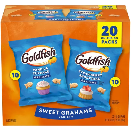 Vista 14 de Goldfish Crackers Say Cheeeese - Paquete variado con queso cheddar, pizza y parmesano, paquetes de aperitivos, 20 unidades (paquete de 2)
