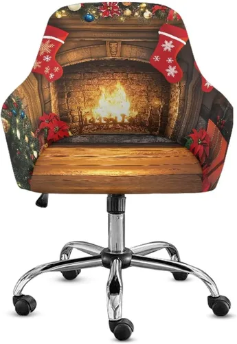 Vista 16 de Funda de asiento para silla de oficina, diseño de muñeco de nieve, con reposabrazos, reutilizable, moderna, con parte inferior elástica, fácil