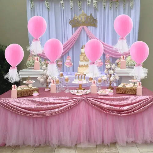 Vista 8 de Globos tutú de tul rosa con caja de dulces para centros de mesa de baby shower, mariposas para niñas, fiesta de cumpleaños, decoración de mesa