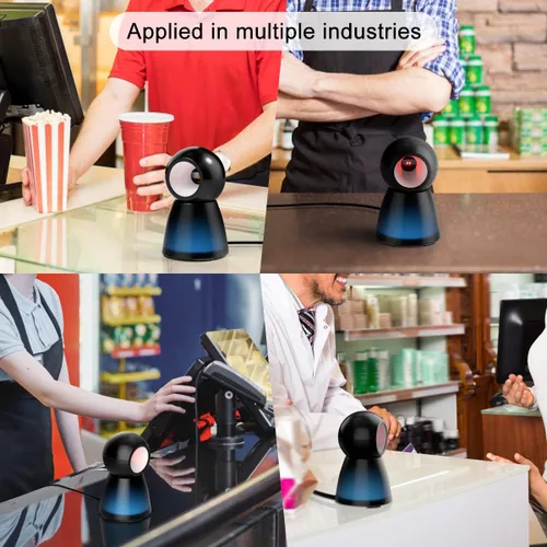 Vista 7 de Escáner de código de barras QR 2D manos libres, TEEMI USB con cable omnidireccional lector de código de barras de escritorio, escáner de pantalla