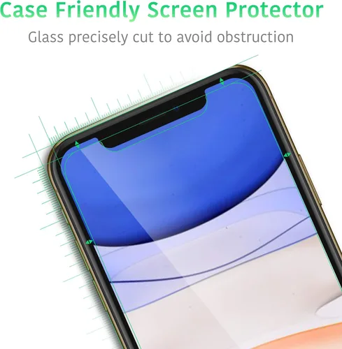 Vista 5 de TalkWorks Protector de pantalla para iPhone 11 (también compatible con iPhone XR), paquete de 3 películas de vidrio templado duraderas de 0.013 in