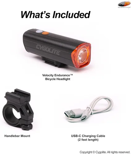 Vista 9 de Cygolite Velocity 1600, 1200, 1000, 800 Lumen USB-C Bike Lights – Anodized Aluminum Alloy – 9 Light Modes – Fine Tunable Brightness - Compact, IP67