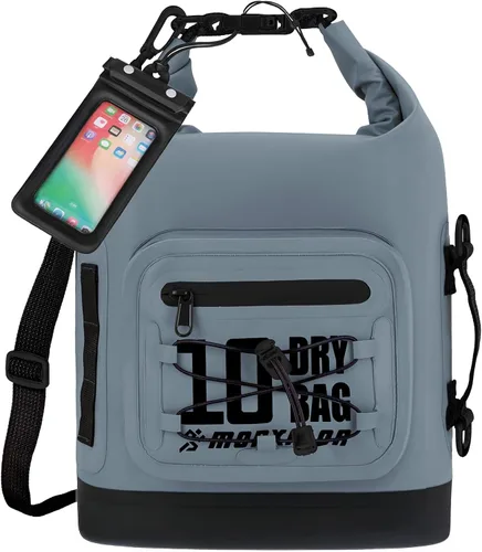 Vista 52 de MORXPLOR Bolsa seca impermeable, 5L/10L/20L/30L/40L/55L Mochila seca con funda impermeable para teléfono para natación, kayak
