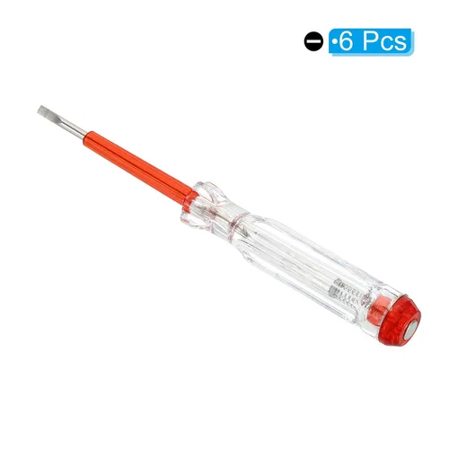 Vista 3 de PATIKIL Probador de voltaje CA 150-500V detector eléctrico de contacto con destornillador ranurado con tubo de neón, rojo transparente, paquete de 6
