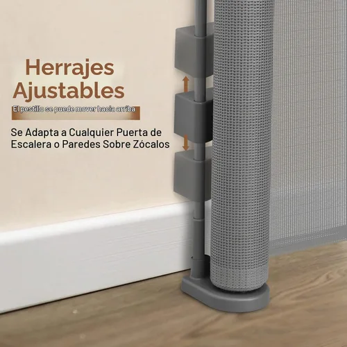 Vista 6 de Miumoon - Puertas retráctiles reforzadas de 200 pulgadas para bebé, 42 pulgadas de alto Gris