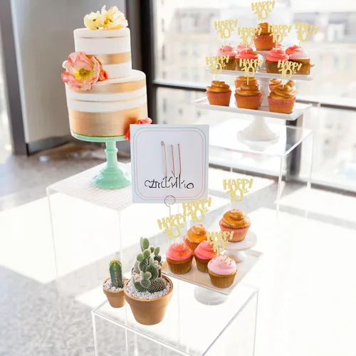 Vista 6 de Gyufise Paquete de 24 adornos dorados para cupcakes número 10 para celebrar cumpleaños de 10 años, bodas, aniversarios, fiestas, suministros