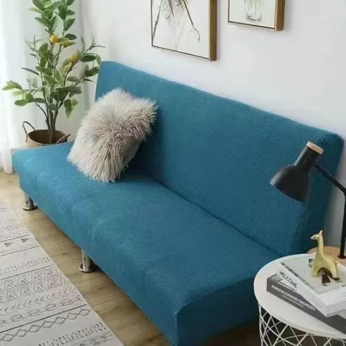 Vista 18 de SAZDFY Funda elástica para futón, tela jacquard suave, protector de muebles a cuadros pequeños, funda universal para sofá con parte inferior Beige