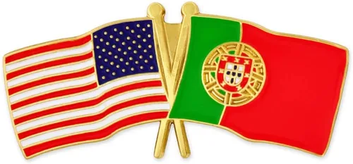 Vista 64 de PinMart Pin de solapa esmaltado con bandera de la amistad cruzada de Estados Unidos y el mundo