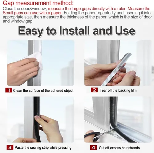 Vista 7 de Tira de sellado de puerta de 33 pies para ventana, cinta aislante de invierno para marco de insonorización, inserciones de ventana resistentes al