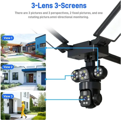 Vista 5 de Tri-Lens Solar PTZ Security Camera