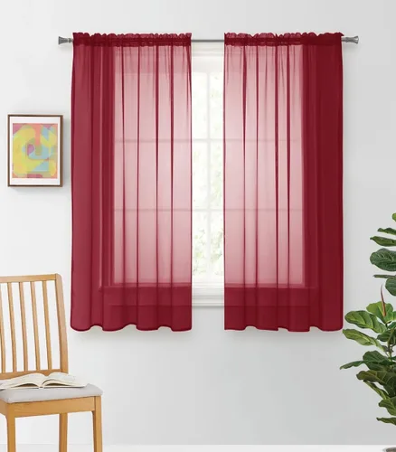 Vista 55 de YHSF Cortinas traslúcidas – Juego de 2 paneles para decoración del hogar – Elegantes cortinas de gasa sólida con bolsillo para barra