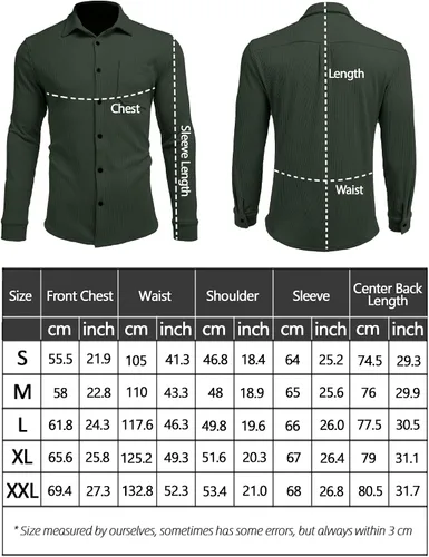 Vista 5 de COOFANDY Camisa de pana para hombre, estilo chaqueta ligera, de manga larga, con botones
