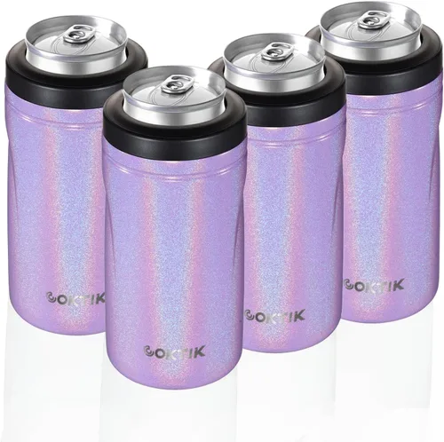 Vista 22 de COKTIK 4 en 1 enfriador de latas aislado, enfriador de latas delgadas de doble pared para latas de 12 oz regulares o delgadas y botellas de cerveza