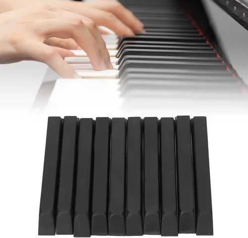 Vista 3 de Llaves de repuesto para piano, 10 piezas ABS negro mate de repuesto para teclado de piano (L:3.9 in)
