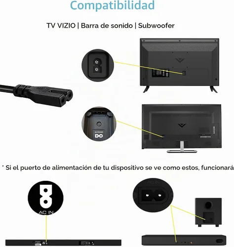 Vista 2 de Cable de alimentación de 3 pies compatible con Vizio-LED-TV Smart-HDTV E-M-Series