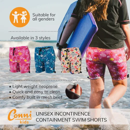 Vista 3 de Conni Pañal de natación lavable para niños para incontinencia y entrenamiento para ir al baño, Sand Castle, talla 14-16