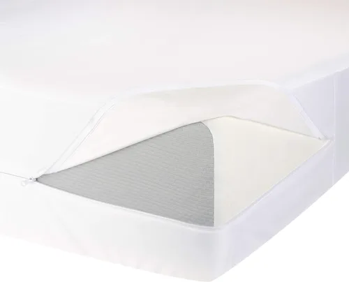 Vista 5 de Amazon Basics - Protector de colchón y base de colchón, impermeable, con cierre de cremallera, de 12 a 18 pulgadas de profundidad, tamaño Queen