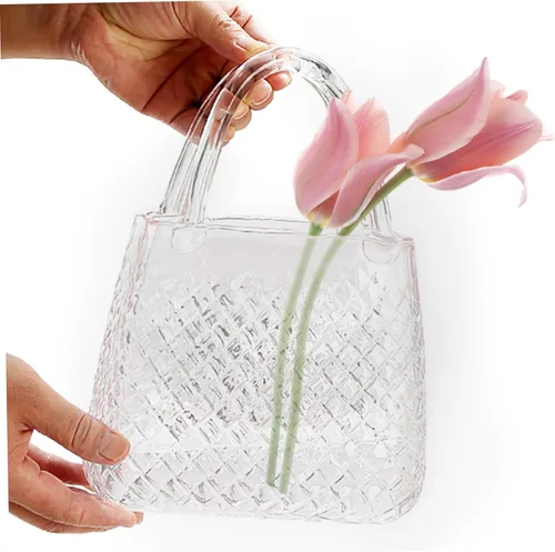 Vista 4 de Florero de cristal, florero transparente para centros de mesa de boda y decoración de mesa/11.4 x 8.1 x 3.5 pulgadas
