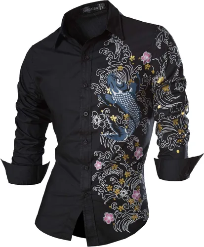 Vista 126 de jeansian - Camisas de manga larga de ajuste entallado para hombre (8397), con botones, informales y de vestir.
