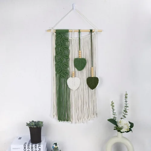 Vista 18 de LB Colgante de pared de macramé rosa, decoración de pared de macramé bohemio, borla rosa y beige, bohemio, tejido a mano, macramé, decoración