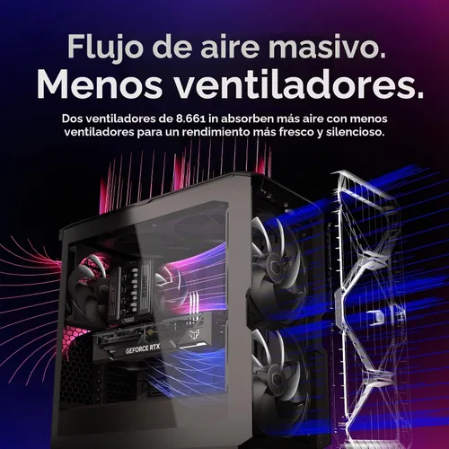 Vista 4 de Cooler Master HAF II 500 ATX PC Case, High Airflow Dual 220mm + 180mm Fans