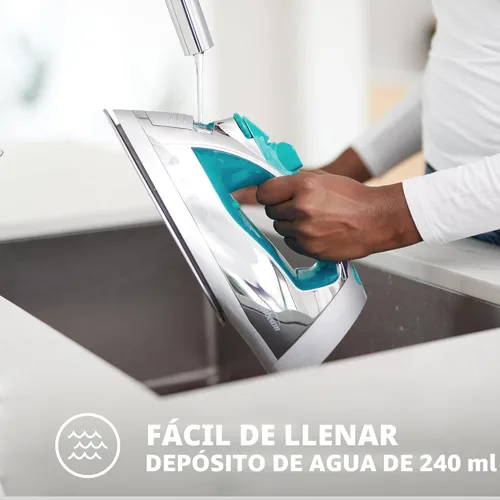 Vista 7 de Plancha de acero inoxidable, antiderrame, no adherente Sunbeam Steam Master GCSBSP-201-000 de 1400 V, grande, control de vapor variable y cable