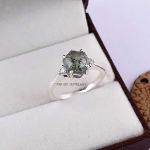 Vista 17 de Anillo de plata de ley 925 para mujer, anillo de diamantes de imitación de aguamarina de plata esterlina, anillo Art Deco de marzo, piedra natal
