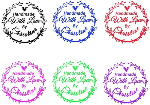 Vista 7 de Sello de negocios de boda personalizado personalizado 1.654 in redondo hecho a mano con amor por nombre diseño familiar monograma firma DIY tarjeta