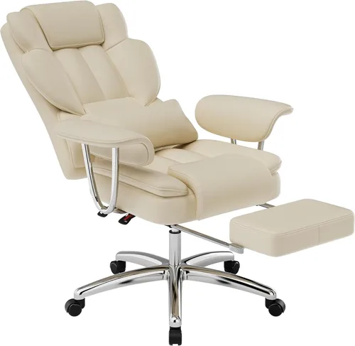 Vista 4 de Big and Tall Executive Office Chair with Adjustable Footrest PU Leather Reclining Computer Chair Ergonomic High Back Swivel Heavy Duty for Home