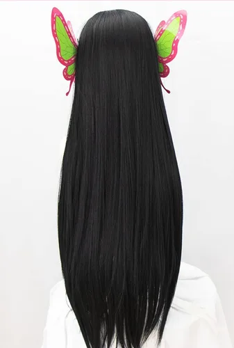Vista 4 de MAGGAZ Anime Demon Slayer Cosplay Wig Long Ponytails Hair Wigs for Kimetsu no Yaiba Kochou Kanae Role Play Halloween Wigs with Wig Cap Coser Wig