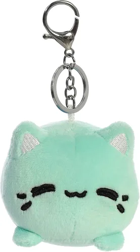 Vista 2 de Aurora Encantador llavero Meowchi de menta de durazno sabroso, diseño brillante y colorido, peluche de exhibición, menta, 3.5 pulgadas