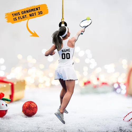Vista 5 de Adorno plano acrílico personalizado para niña, jugador de tenis, regalo para amantes del tenis, jugador de tenis, adorno de Navidad para árbol de Tn1