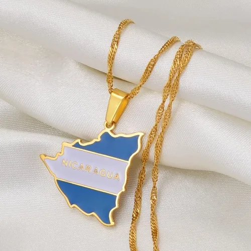 Vista 3 de Nicaragua - Accesorios de joyería para mujeres, hombres, niños, niñas, con colgante de bandera de mapa de Nicaragua, collares para mujeres, dijes