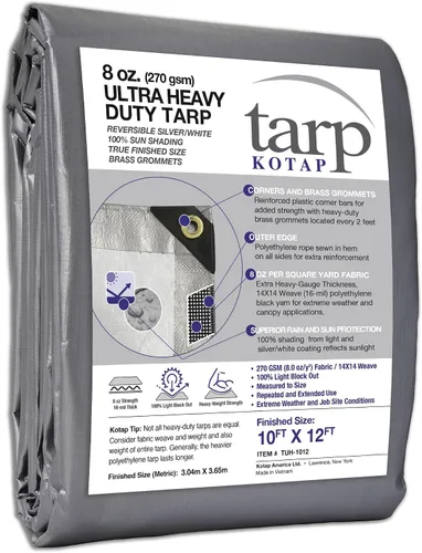 Vista 113 de Kotap TGS-0608 - Lona de polietileno reversible de 8 mil con protección UV, 6 pies X 8 pies, verde-plata