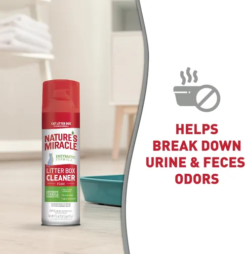 Vista 6 de Limpiador de bandeja de espuma Nature’s Miracle, resistente a los olores de orina de gato, fórmula enzimática, 17.5 oz (495 g)
