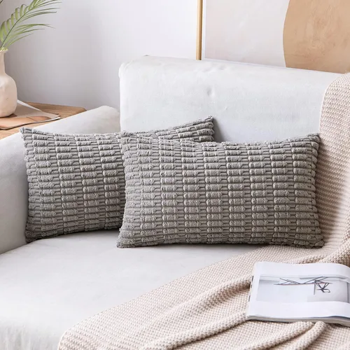 Vista 65 de MIULEE - Paquete de 2 fundas de cojín decorativas de corduroy, modernas y boho, suaves, con rayas, decoración del hogar, sofá, sala de estar, sillón