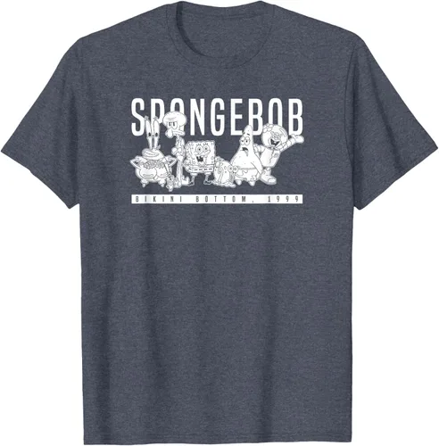 Vista 79 de Bob Esponja Vintage Group Simple Logo Camiseta, Negro