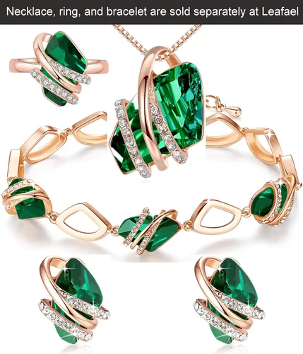 Vista 6 de Leafael - Aretes de piedra de piedra de forma focal con cristales de Swarovski, chapados en oro rosa de 18 quilates, tono plateado, níquel plomo