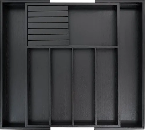Vista 7 de VaeFae Organizador de cubiertos de bambú, soporte para utensilios para cajón, bandeja de cubiertos de madera con separador para cajón de cocina