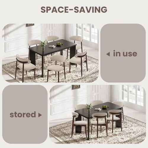 Vista 6 de MALOL Juego de mesa de comedor rectangular de 5 piezas para 4, mesa de cocina industrial de 63 pulgadas con 4 sillas de comedor tapizadas de madera