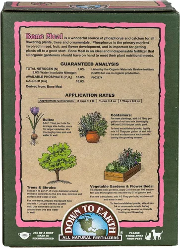 Vista 2 de Down To Earth All Natural Fertilizers Harina de huesos orgánica - 3-15-0, 5