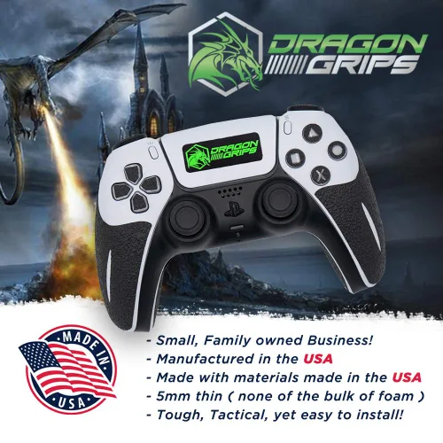 Vista 7 de Dragon Grips Controller Grips for PS5 Controllers Textured Skin kit for Playstation 5 Dualsense. Haptic Compatible Gaming Controller Grip Skins for