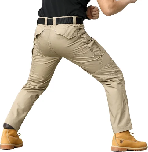 Vista 4 de CARWORNIC Pantalones tácticos ligeros para hombre, pantalones cargo militares, resistentes al agua, para senderismo, trabajo