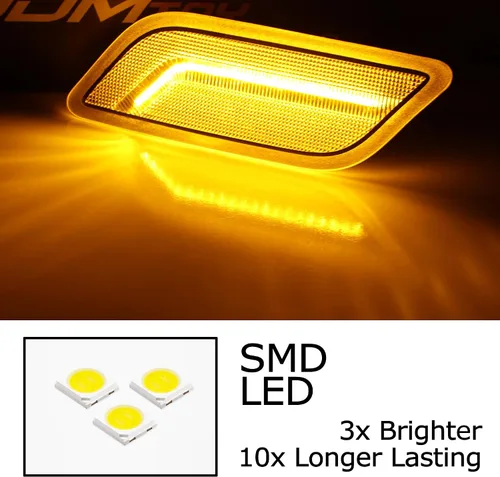 Vista 3 de iJDMTOY Luces LED de marcador lateral de parachoques delantero con lente semitransparente y ámbar Compatible con Mercedes W207 Clase E 2010-2013