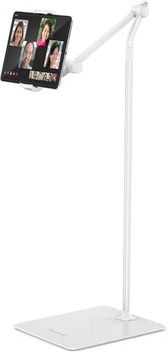 Vista 9 de AboveTEK Soporte de piso para tableta, elegante soporte de piso para iPad de altura ajustable con base estable, soporte de aluminio de rotación